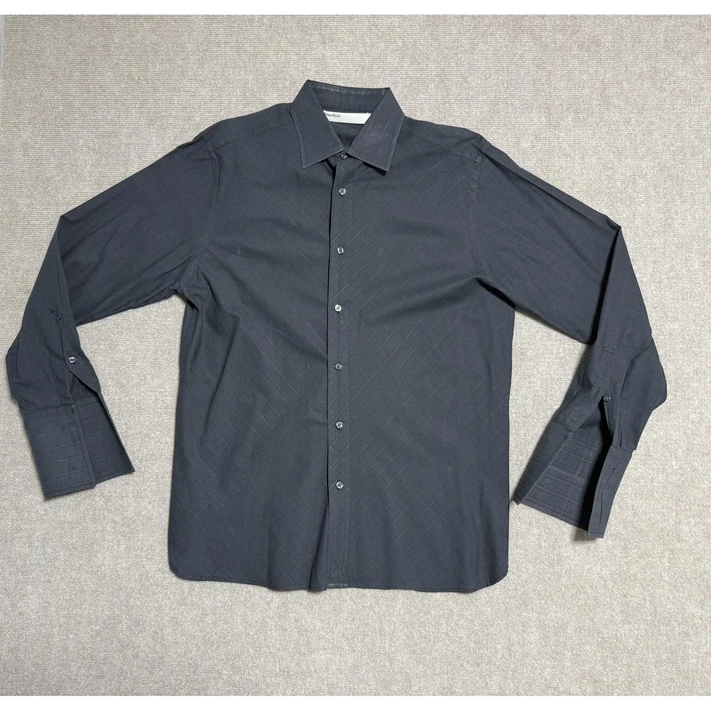 Perry Ellis Shirt Mens‎ Large Button Up Dress Long Sleeve Textured Casual